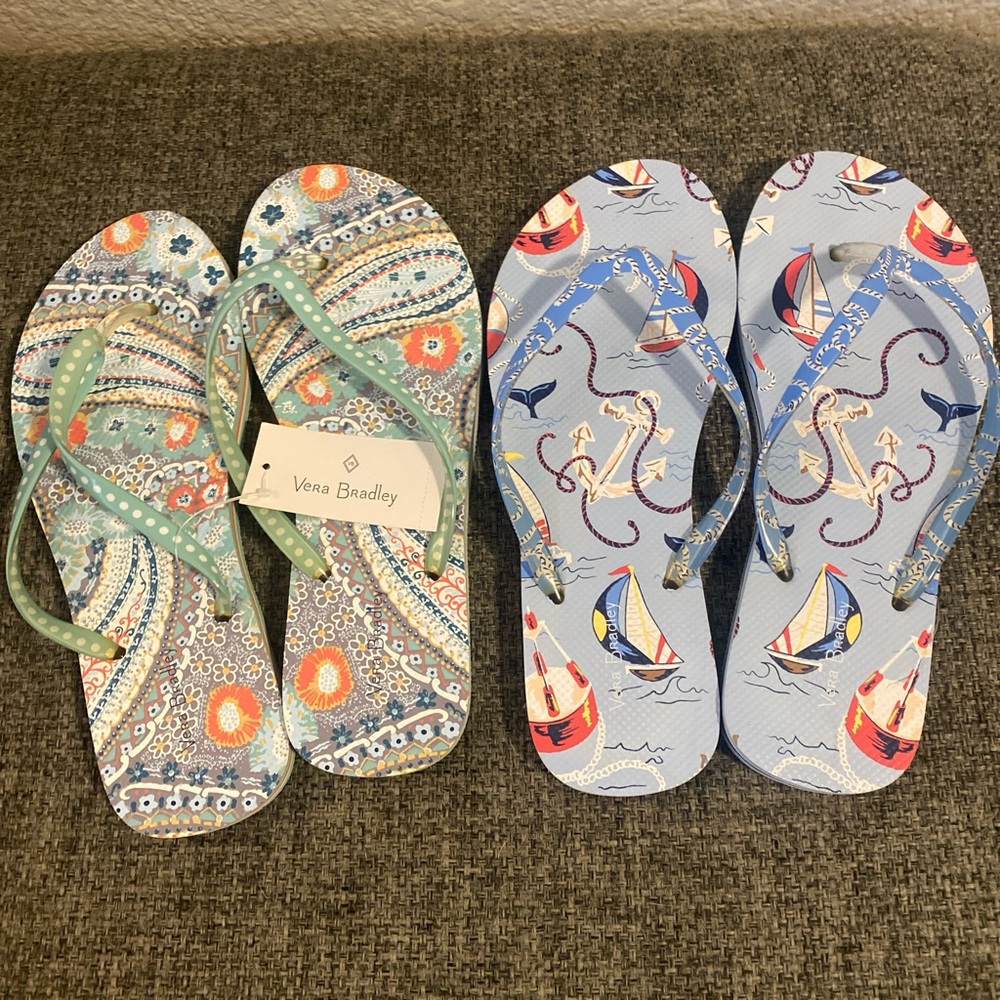Vera Bradley Paisley and Nautical Flip Flops